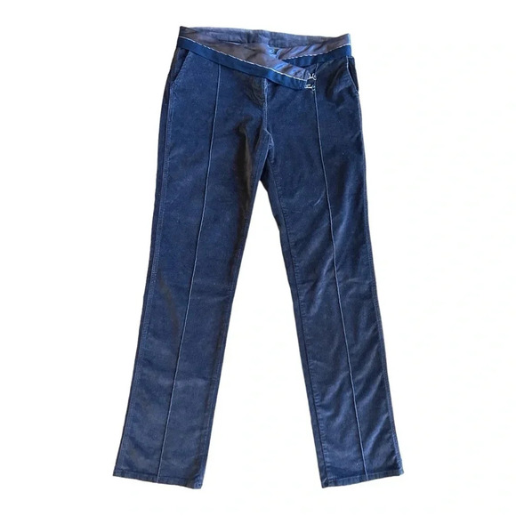 Heich Vintage Dark Brown Velour Straight Leg Asymmetric Waistband Pants Size 8 - Picture 12 of 12